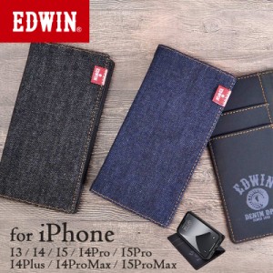 iphone15 ケース 手帳型 ブランド EDWIN エドウィン タグデニム 手帳 ケース iphone15pro ケース iphone14 ケース 手帳型 スマホケース i