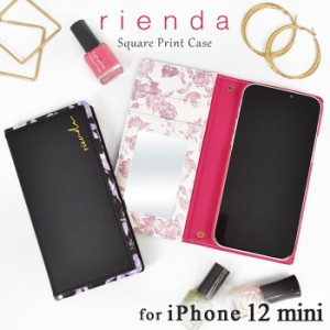 iphone12mini ケース 手帳型 ブランド リエンダ rienda スクエア手帳 Gentle Flower ブランド iphone12 mini ケース 手帳型 iphone 12 mi