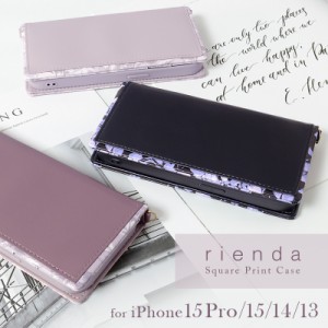 iphone 15手帳型ケース リエンダ rienda スクエア 手帳 ケース iphone15 ケース ブランド iphone15 proケース 手帳型 iphone14 ケース 手