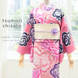 ツモリチサト ブランド 浴衣【tsumori chisato/注染 ピンク地にバラ 14067】日本製 ゆかた お仕立て上がり浴衣