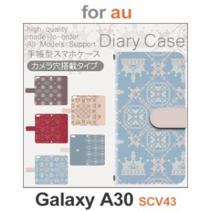 SCV43 ケース カバー スマホ 手帳型 au galaxy A30 パターン 王様 王冠 dc-548
