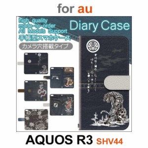 SHV44 ケース カバー スマホ 手帳型 au AQUOS R3 デニム 和柄 dc-177