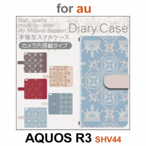 SHV44 ケース カバー スマホ 手帳型 au AQUOS R3 パターン 王様 王冠 dc-548