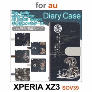 SOV39 ケース カバー スマホ 手帳型 au XPERIA XZ3 デニム 和柄 dc-177