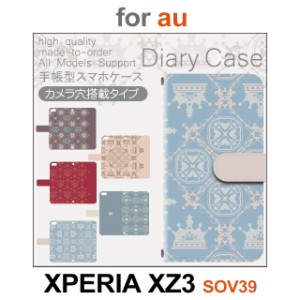 SOV39 ケース カバー スマホ 手帳型 au XPERIA XZ3 パターン 王様 王冠 dc-548