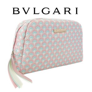 BVLGARI / ブルガリ ■ ポーチ キャンバスレザー グレー グリーン パルファムズ バッグ / バック / BAG / 鞄 / カバン ブランド  [0990010741]