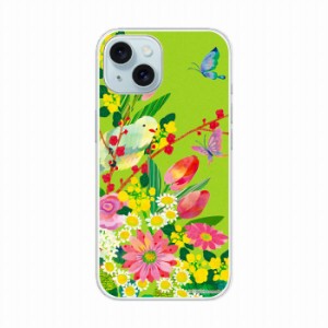 iPhone15 ケース スマホケース ハードケース iPhone15 14 13 12 SE 第3世代 第2世代 アニマル柄 春の花束 トリ お花 グリーンアイフォン