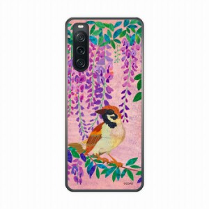 Xperia 5 V SOG12/SO-53D ケース ハードケース SO-52D SO-51D SO-54C スマホケース アニマル柄 藤の花 鳥 トリ ホラグチカヨ エクスペリ