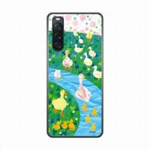 Xperia 10 V SOG11/SO-52D スマホケース SO-53D SO-51D SO-53C SO-52C ハードケース アニマル柄 アヒルの丘 花畑 川 ホラグチカヨ エクス