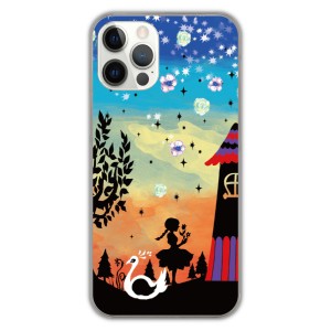 iPhone13 ケース スカラー スマホケース iPhone15 Plus 14 Pro 12 11 XS XR 8Plus シルエット 白鳥と少女 かわいい アイフォンケース ア