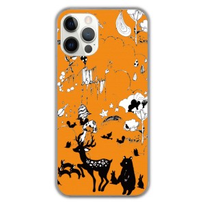iPhone14 ケース スマホケース スカラー アイフォン 15 Plus 15 Pro Max 13 12 11 XS XR メルヘン オレンジ色 たくさんの動物柄 かわいい