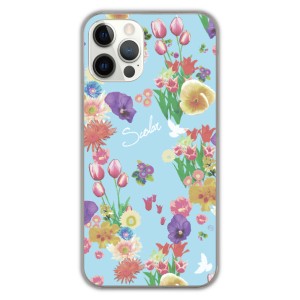 iPhone13 ケース スカラー スマホケース iPhone15 Plus 14 Pro 12 11 XS XR 8Plus フラワー柄 ハト スカイブルー ファッションブランド 