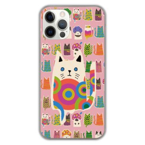 iPhone14 Pro ケース スカラー アイフォン 14 Plus 15 13 12 11 SE 第3世代 ハードケース 猫柄 アニマル ピンク かわいい ファッションブ