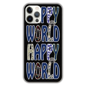 iPhone13 Pro ケース スマホケース スカラー アイフォン13 Mini 12 11 SE 第3世代 HAPPY WORLD かっこいいロゴ かわいい デザイン アイフ