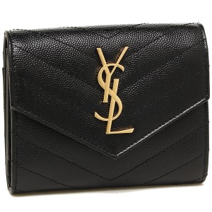 サンローラン 三つ折り財布 ミニ財布 モノグラム レディース SAINT LAURENT PARIS 403943 BOW01 1000 ブラック