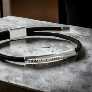 アルマーニ エクスチェンジ ブレスレット メンズ ブランド ARMANI EXCHANGE ステンレススチール ファブリック AXG0041040 シルバー ブラ