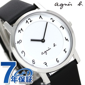 アニエスベー 時計 メンズ マルチェロ FCRK986 agnes b. ホワイト ブラック 腕時計 革ベルト