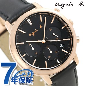 アニエスベー 時計 メンズ クロノグラフ FCRT966 agnes b. サム 40mm ブラック 革ベルト 腕時計