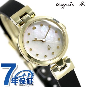 アニエスベー レディース 腕時計 シンプル 3針 FCSK924 agnes b. ホワイトシェル ブラック 革ベルト 時計