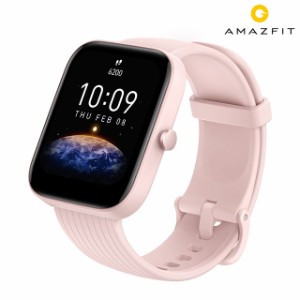 アマズフィット amazfit Bip 3 Pro ピンク スマートウォッチ 心拍数 血中酸素 Bluetooth GPS 充電式クオーツ メンズ レディース SP170047