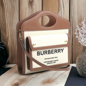 バーバリー トートバッグ レディース ブランド BURBERRY コットン イタリア 8039361 NATURAL-MALT BROWN ホワイト系 ブラウン系 バッグ