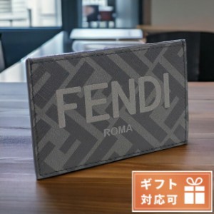 【2日間限定★400円OFFクーポン】 フェンディ カードケース メンズ FENDI PVC レザー イタリア 7M0328 ブラック グレー系 財布