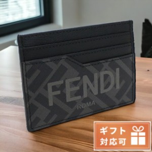 フェンディ カードケース メンズ FENDI カーフレザー、PVC イタリア 7M0333 グレー系 ブラック 財布