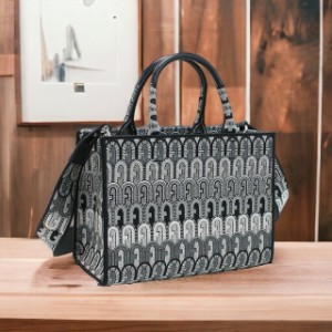 フルラ トートバッグ レディース FURLA ポリエステル コットン ビスコース レザー WB00299 TONI GRIGIO ブラック グレー系 バッグ