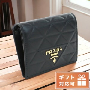 【2日間限定★全品400円OFFクーポン】 プラダ 二折財布小銭入付き レディース PRADA SOFT CALF TRIANGO レザー イタリア 1MV204 NERO ブ