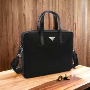 プラダ ブリーフケース メンズ PRADA TESSUTO+SAFFIANO ナイロン レザー イタリア 2VE368 NERO ブラック バッグ