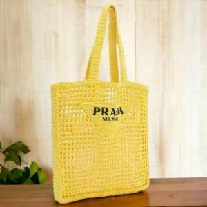 【6/13限定★1000円OFFクーポンにさらに+3倍】 プラダ カゴバッグ メンズ PRADA RAFIA ラフィア イタリア 2VG105 GIALLO イエロー系 バッ