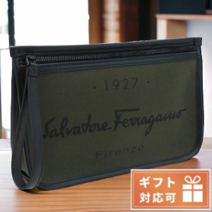 フェラガモ クラッチバッグ メンズ ブランド FERRAGAMO ポリアミド コットン ポリウレタン レザー イタリア 24-0971 グリーン系 バッグ