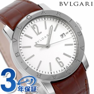 ブルガリ ブルガリブルガリ 39mm 自動巻き 腕時計 ブランド メンズ 革ベルト BVLGARI BB39WSLD アナログ ホワイト ブラウン 白 スイス製