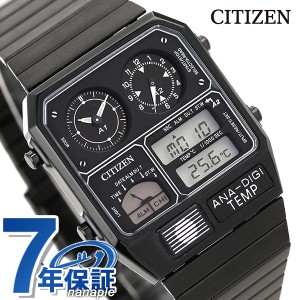 シチズン レコードレーベル アナデジテンプ 腕時計 クロノグラフ 温度計 アナログ デジタル JG2105-93E CITIZEN ブラック