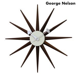 ジョージ ネルソン サンバースト クロック ウォルナット クオーツ 掛時計 クロック GN396WB George Nelson ブラウン
