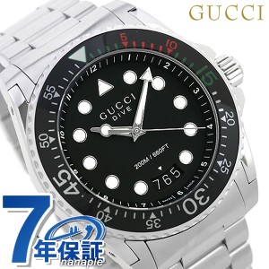 【2日間限定★全品400円OFFクーポン】【クロス付】 グッチ 時計 メンズ GUCCI 腕時計 ブランド ダイヴ 48mm YA136208A ブラック