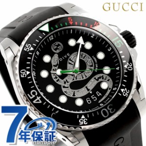 【2日間限定★全品400円OFFクーポン】【クロス付】 グッチ ダイヴ クオーツ 腕時計 ブランド メンズ 蛇 GUCCI YA136217 アナログ ブラッ