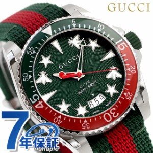 【クロス付】 グッチ ダイヴ クオーツ 腕時計 ブランド メンズ 蜂 GUCCI YA136339 アナログ グリーン レッド 赤 スイス製