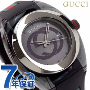 【クロス付】 グッチ 時計 シンク 46mm クオーツ メンズ 腕時計 ブランド YA137116 GUCCI グレーシルバー×ブラック