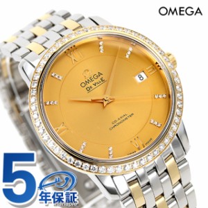 オメガ デビル プレステージ 37mm 自動巻き K18 腕時計 ブランド メンズ ダイヤモンド OMEGA 424.25.37.20.58.001 アナログ イエローゴー