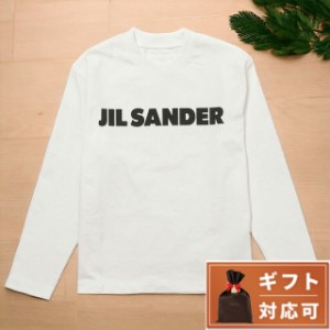 ジルサンダー JIL SANDER J02GC0107 J45047 102 S クルーネック ロングスリーブ ロゴ Tシャツ Sサイズ ホワイト リラックスフィット レデ