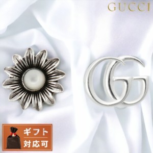 【2日間限定★400円OFFクーポン】 グッチ GUCCI 527390 J8440 8184 GGマーモント ダブルG フラワー アシンメトリー スタッド ピアス シル