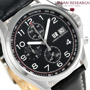 URBAN RESEARCH クロノグラフ 革ベルト メンズ 腕時計 UR003-01 アーバンリサーチ ブラック