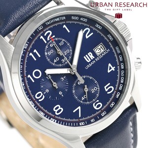 URBAN RESEARCH クロノグラフ 革ベルト メンズ 腕時計 UR003-02 アーバンリサーチ ブルー