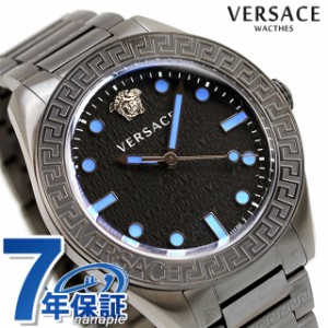 ヴェルサーチ グレカ ドーム クオーツ 腕時計 ブランド メンズ VERSACE VE2T00622 アナログ ブラック ガンメタ 黒 スイス製