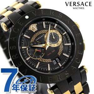 ヴェルサーチ 時計 メンズ 腕時計 ブランド Vレース デュアルタイム 46mm VEBV00619 VERSACE ヴェルサーチェ ブラック×ゴールド