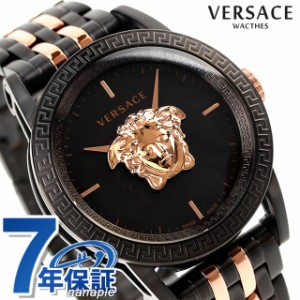 【ショッパー付】ヴェルサーチ パラッツォ クオーツ 腕時計 ブランド メンズ VERSACE VERD01623 アナログ ブラック ピンクゴールド 黒 ス