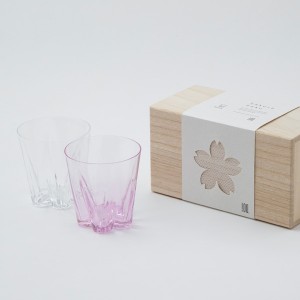 サクラサクグラス ロックグラス ペアセット 紅白 木箱入り 桜 おしゃれ グラス 人気 さくら グラス