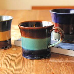 マグカップ おしゃれ  陶器 ボーダーマグ コーヒーカップ マグ アングル 陶器 日本製 美濃焼 ボーダー