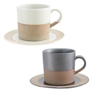ソイル カップ＆ソーサー マグカップ プレート セット ホワイト ブラック  コーヒーカップ 陶器